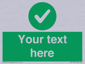 Custom green background, green circle with tick